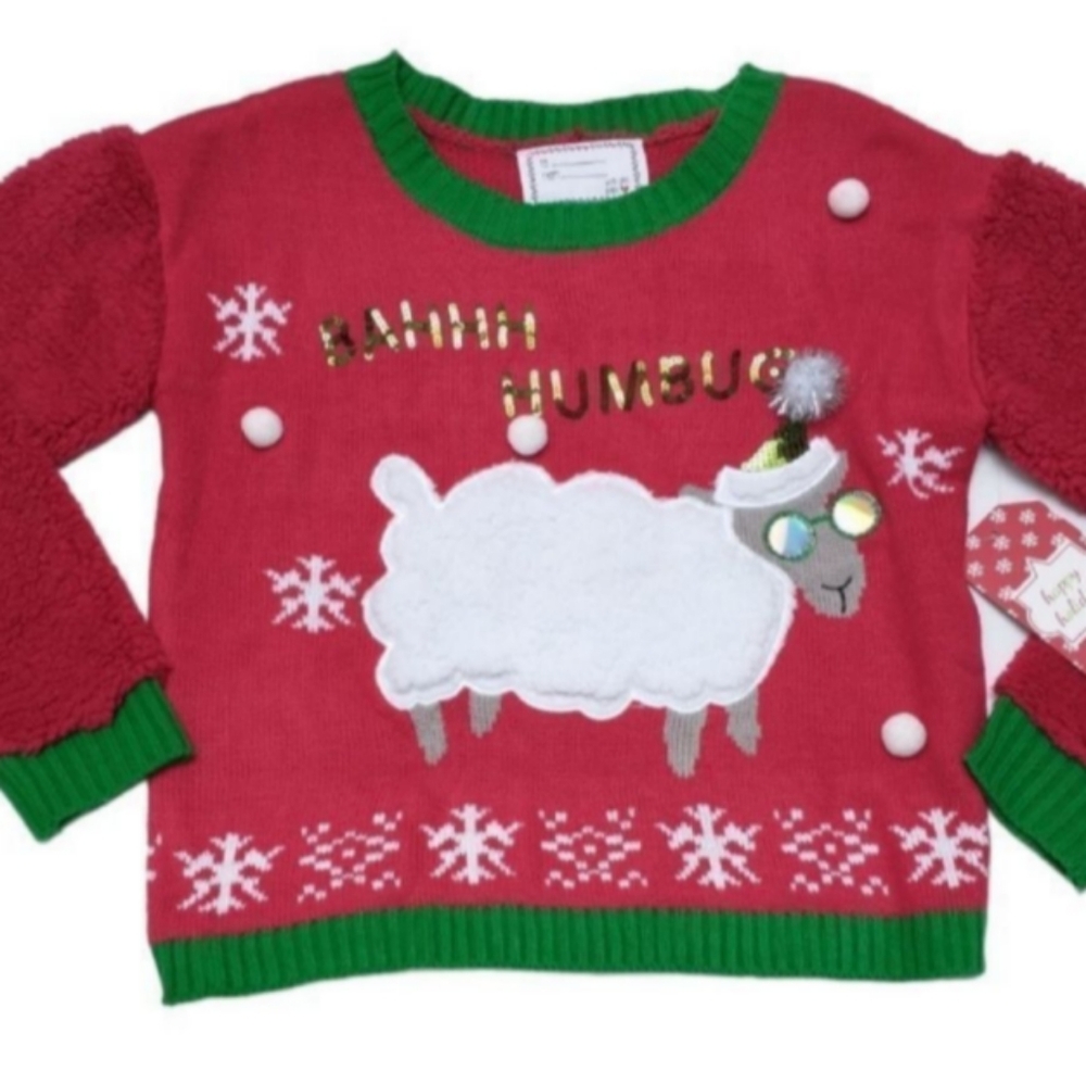 NWT With Love, Derek Ugly Holiday Bahhh Humbug Sweater, size Small